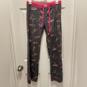 LAZY ONE pajama pants. Women’s size small. They say “Text MOOSE-aging”